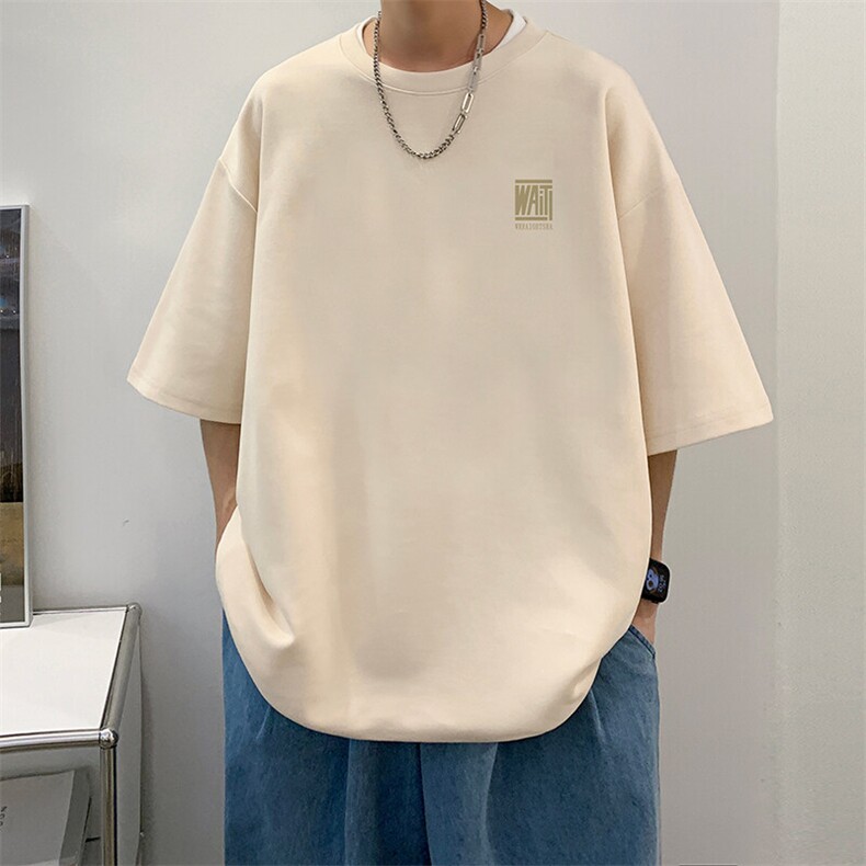 抖音得物品质夏季美式高街220克宽松纯棉潮牌印花短袖T恤MT30特15,男装T恤,电商A486-1