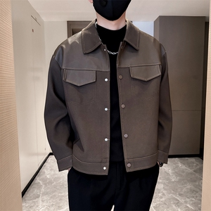 社会小伙男士秋冬拼色皮衣2025秋季长袖夹克店主风 JK8010-P135图片