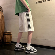 D2038-P25-控48短裤cleanfit男夏季新款大码条纹vibe拼接短裤，男装牛仔裤，星座103A-1