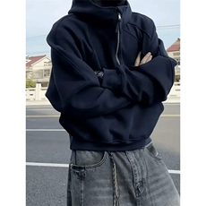连帽卫衣男潮牌ins纯色上衣服春秋冬季帽衫情侣宽松纯黑外套，男装针织衫/毛衣，四季星座505
