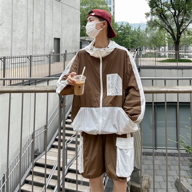 夏季夹克衫防晒服套装运动风撞色时尚防晒衣男XZ514-2-1610-P98,男装防晒衣,星座514-2(原B239)