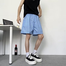 美式小众蓝色条纹沙滩短裤男女夏宽松户外速干四五分裤K6296-P24，男装牛仔裤，星座412-2