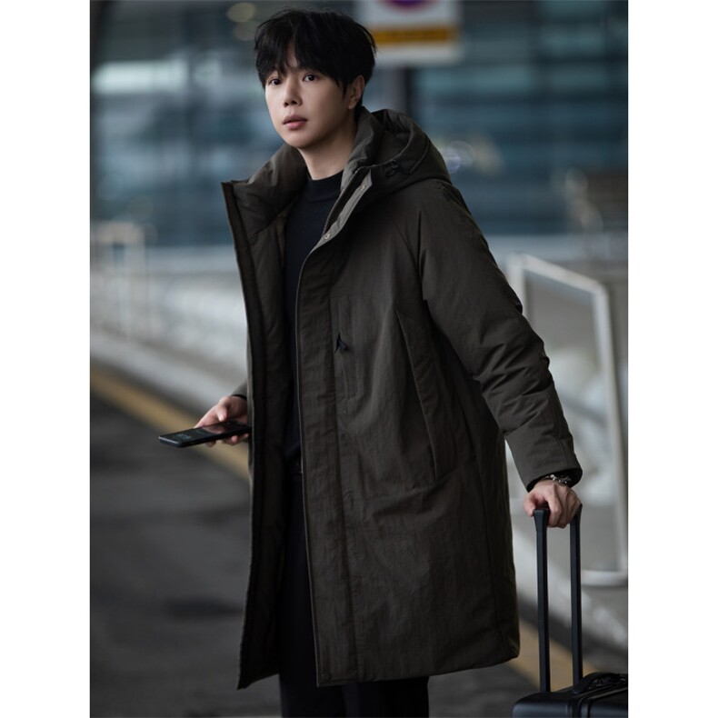 鹅绒服标50街拍男士中长款连帽鹅绒羽绒服保暖外套8629-P325,男装羽绒服,电商B328