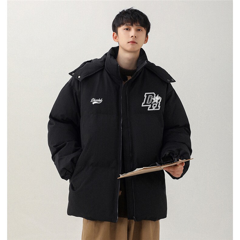 日系白底加厚连帽棉男保暖棉服男新外套女新MY6206P115控158,男装棉衣,电商A268-1