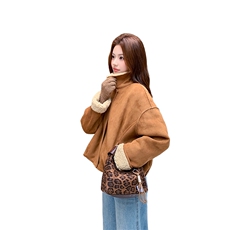 新品加厚麂皮绒羊羔毛外套-p215-k385，女装派克服，2D075