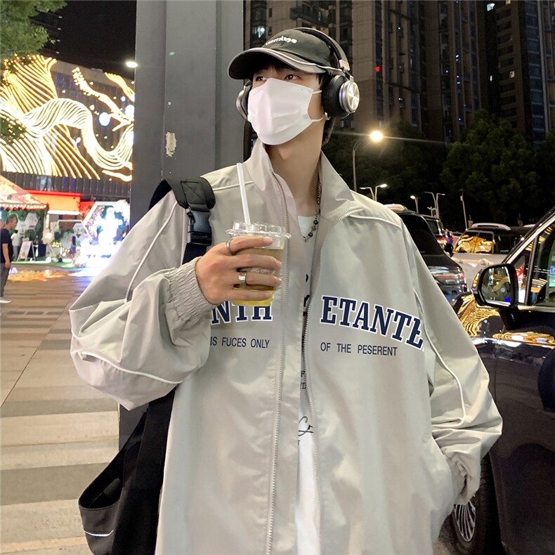 港风秋款夜景字母印花时尚百搭防水夹克A247-F345 特批65控98图片