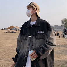 美式高街渐变色牛仔外套男春秋港风宽松水洗工装夹克男JK8898，男装夹克，星座1116A-1（原606A）