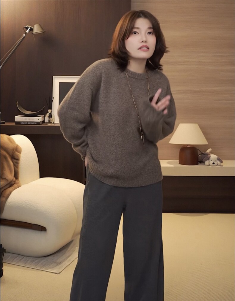 2025年秋季时尚百搭通勤简约休闲加厚阔腿裤,女装休闲裤,湘姗