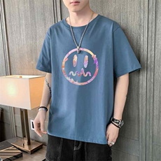 潮流笑脸印花2025夏季新款现货男士圆领短袖T恤1210-2-DT191-P10，男装T恤，星座1816-2（原1210–2）