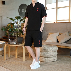 夏季短袖套装五分裤套装休闲新款风中式男，男装休闲套装，星座1206（原A206）