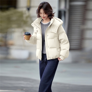 现货90%白鸭绒2025年冬季短款帽子可拆羽绒服外套图片