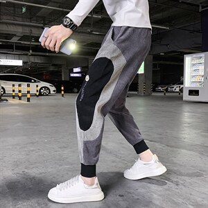 休闲裤男2025秋冬季新品撞色灯芯绒休闲裤网红同款宽松束哈伦脚裤，男装休闲裤，电商A327