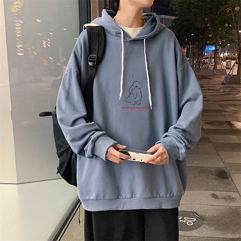 WY2140-P35 加绒款-P40 纯棉连帽卫衣男大码运动帽衫宽松薄外套男图片