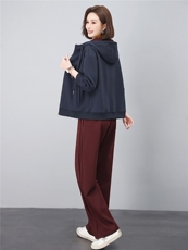 长期有大货卫衣开衫外套女2026春秋宽松拉链连帽气质上衣弯刀裤，女装套装/套裙，璐依舞