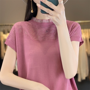 夏季新款天丝欧根纱短袖女图片