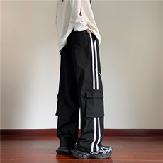 抖音品质秋季新款条纹宽松机能口袋冲锋裤B315-K105-特p35控68，男装休闲裤，电商B315