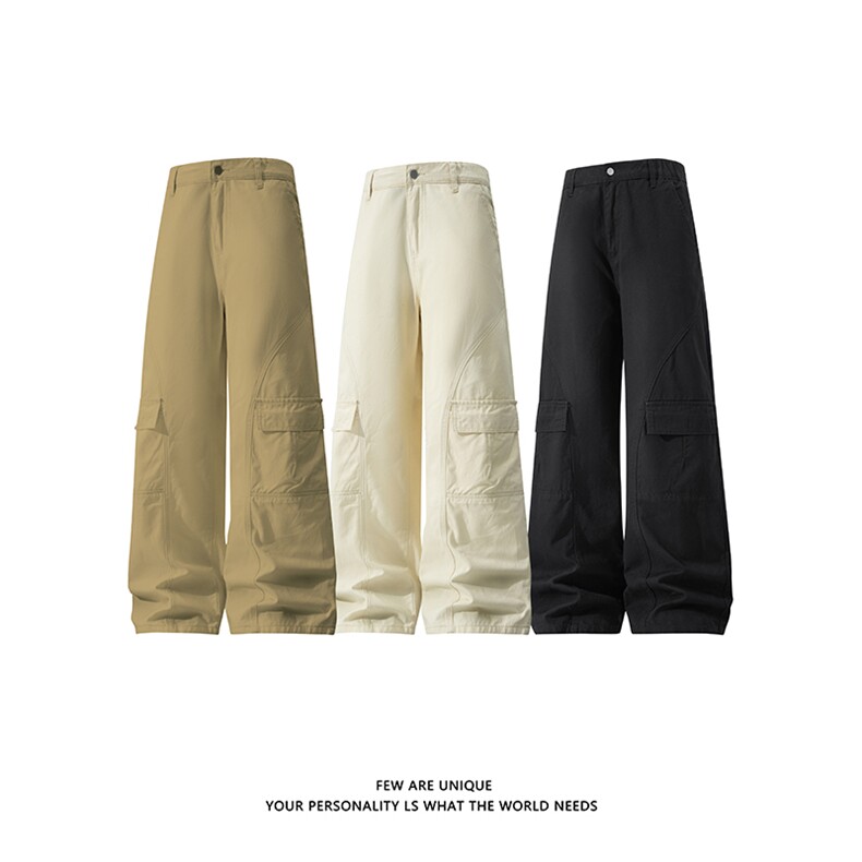 白底 日系感纯色工装裤男春季大口袋休闲裤子-A2218TP60控98图片