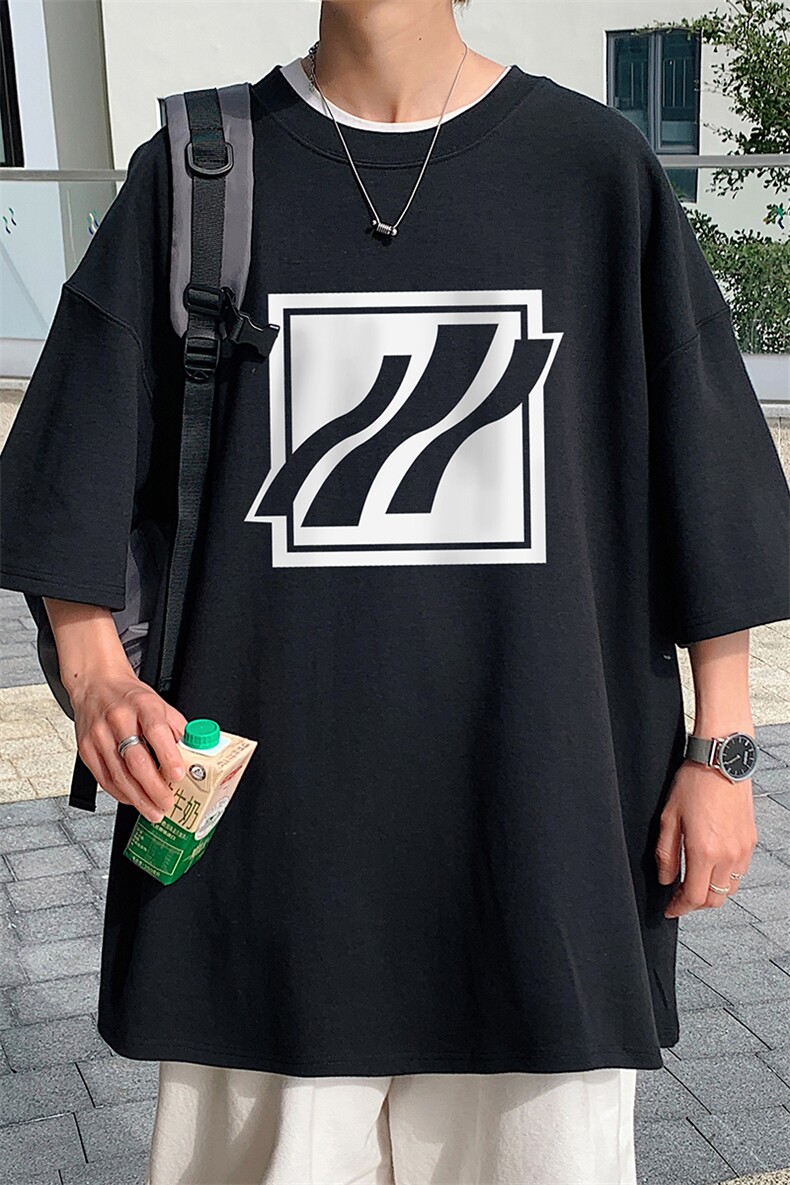 港风纯棉夏季休闲宽松新款印花短袖T恤女情侣T6024P25控38,男装T恤,电商A268A