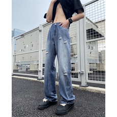 2025夏季新款水洗破洞冰丝透气垂顺牛仔裤B315-K24143-p65控78，男装牛仔裤，电商B315
