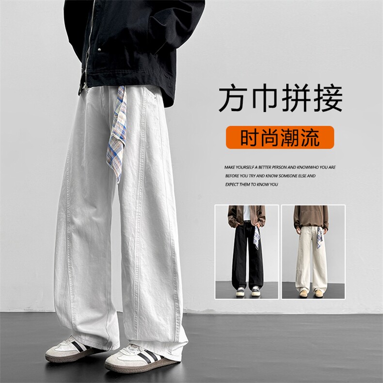 纯色美式拼接潮牌运动宽松休闲阔腿裤子K360特批3259.9图片
