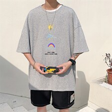 DX17141-P20纯棉短袖t恤男大码半袖打底衫宽松体恤衫港风,男装T恤,电商A040