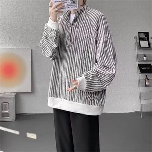 QC3335-P48 美式竖条纹立领衬衫男女2025春秋季新款显瘦百搭图片