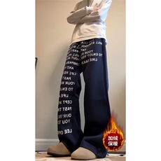 时尚纯色字母印花加绒休闲裤，A061-AX01699JR-特P50-视频截图，男装卫衣，电商A061