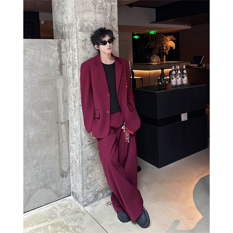 韩版休闲西装套装外套高级痞帅宽松韩版自带垫肩西服外套套装，男装西服，电商B319