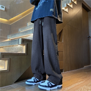 港风秋季新款潮流星空纹百搭宽松牛仔裤B315-K24215-特p40控78图片