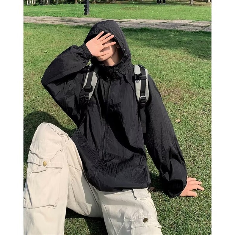 机能连帽防晒衣男夏季薄款防晒服痞帅户外冲锋衣外套 HT76图片