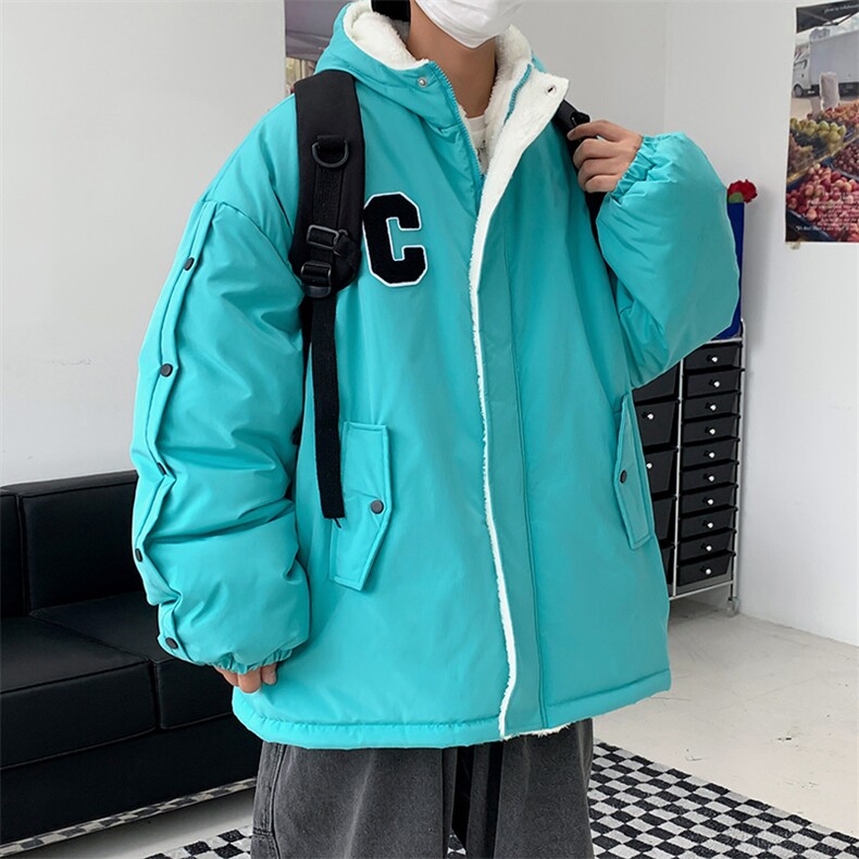 两面穿连帽加绒排扣棉衣男女双面棉服情侣棉袄外套3328-P80控118,男装棉衣,星座207