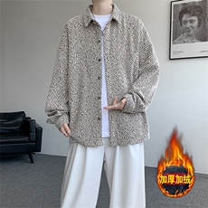 加绒衬衫男冬季新款港风宽松大码加厚小香风长袖衬衣JR70-P49，男装衬衫，星座214-3