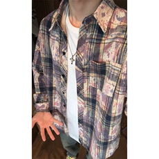 特批25港风格子衬衫印染渐变宽松外套格子外套CS2498，男装衬衫，电商A128