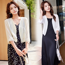 配裙子旗袍的外搭开衫女夏季薄款短外套小披肩冰丝防晒衣雪纺上衣，女装蕾丝衫/雪纺衫，婵米儿