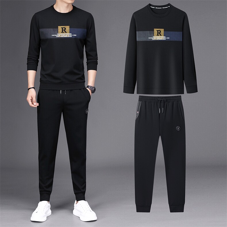 2023春季新款男休闲运动套装男士中青年男装宽松时尚百搭潮流衣服图片