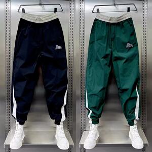 九分宽松版青春流行拼接休闲裤青少年常规宽松型春秋水洗潮图片