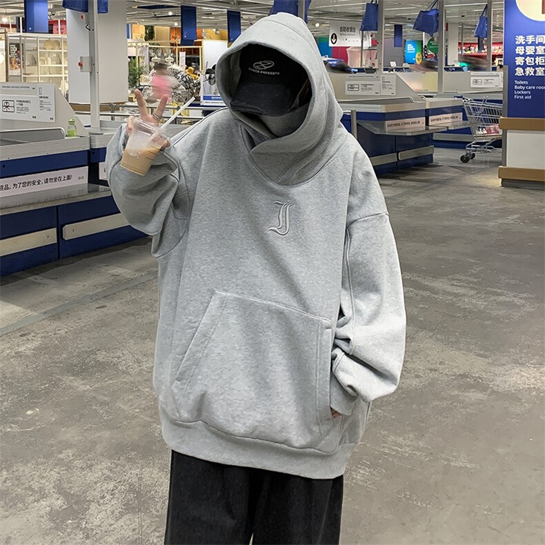 美式潮牌外套社恐高领连帽卫衣加绒男宽松百搭上衣WG108-P48 绒55图片