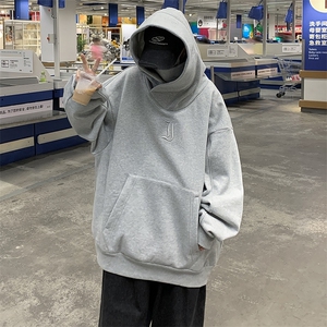 美式潮牌外套社恐高领连帽卫衣加绒男宽松百搭上衣WG108-P48 绒55图片