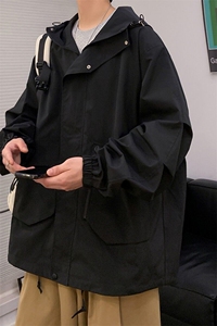 JK8107/P75春装现货冲锋衣男女美式工装外套连帽风衣宽松夹克图片