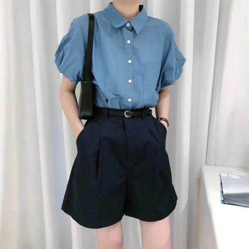 抽皱袖衬衫，女装衬衫，晶晶