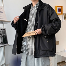 双面穿羊羔绒黑色棉服外套男2022美式hiphop冲锋衣夹克W6194-P65，男装棉衣，星座512-2