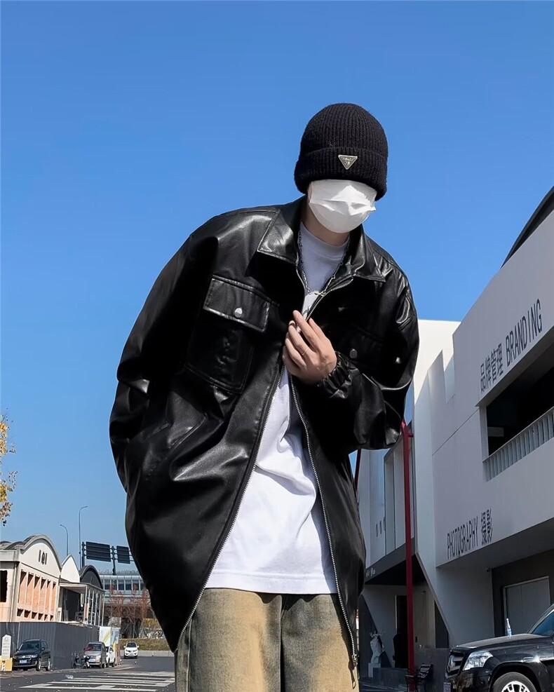 美式PU皮外套男春季潮牌街头宽松机车服 CJ17 P70图片