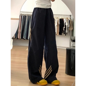 【有货】ZQ678ZZ-特39 美式复古条纹休闲裤宽松直筒抽绳冲锋裤子图片