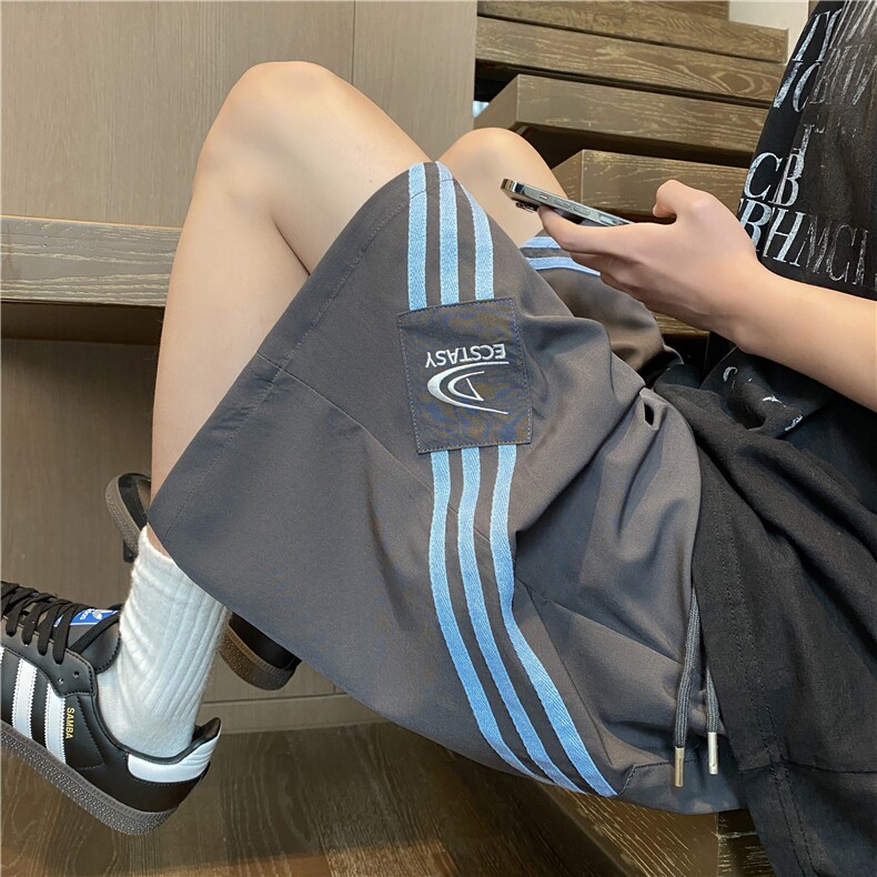 2025夏季新款美式运动条纹宽松冰丝短裤B315-K25790-特p30控58,男装休闲裤,电商B315