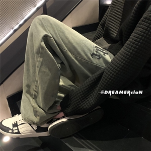 k1013-p50-控68M-5XL美式高阶黄泥拉链宽松大码牛仔裤cityboy,偏胖的男生冬季穿衣搭配图图片