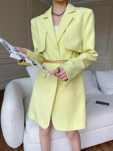 秋季新款气质链条腰带收腰连衣裙，女装连衣裙，LION&CAT(2F)