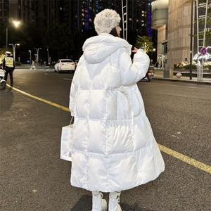 时尚潮流韩版宽松显瘦中长款连帽羽绒服女冬季新款外套图片