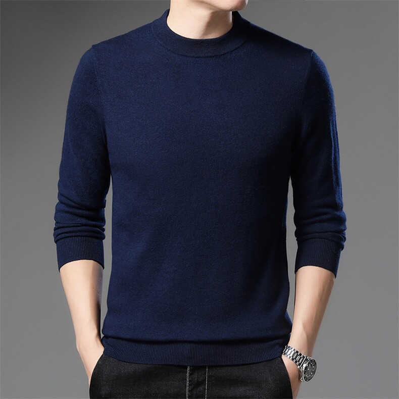 OL2188男士秋冬薄款长袖半高领毛衣羊毛针织衫套头，男装针织衫/毛衣，电商B360