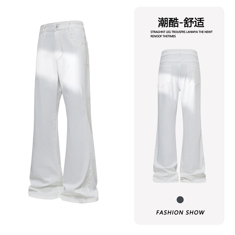 B221美式ins高街纯色修身微喇弹力牛仔裤LK26654-特P38控68,男装牛仔裤,电商B221