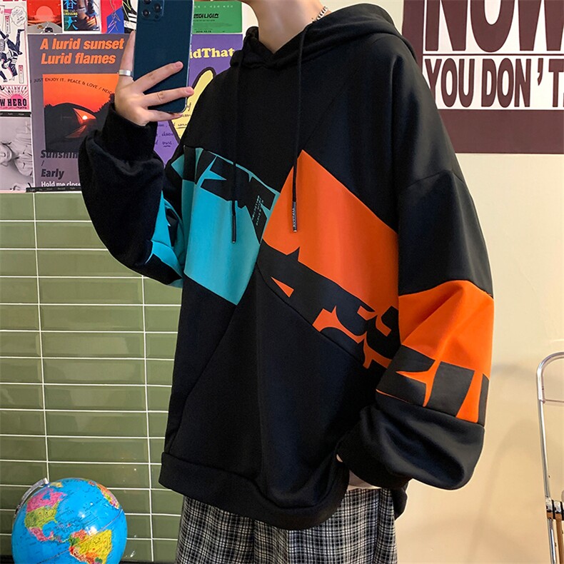 港风大码连帽长袖卫衣男2023春季新款潮加肥加大码慵懒风休闲上衣,男装卫衣,钱塘717(原712)